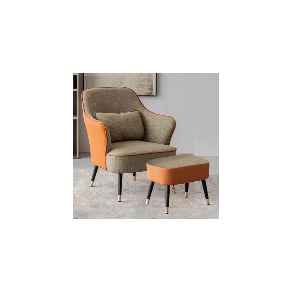 Modern Armchair with Waist Pillow,Adult Lazy Sofa Chair Ergonomic Backrest,Upholstered Leisure Chair for Living Room Office,Relax Side Chair Guest Chair (Color : Black 2, Size : Without)