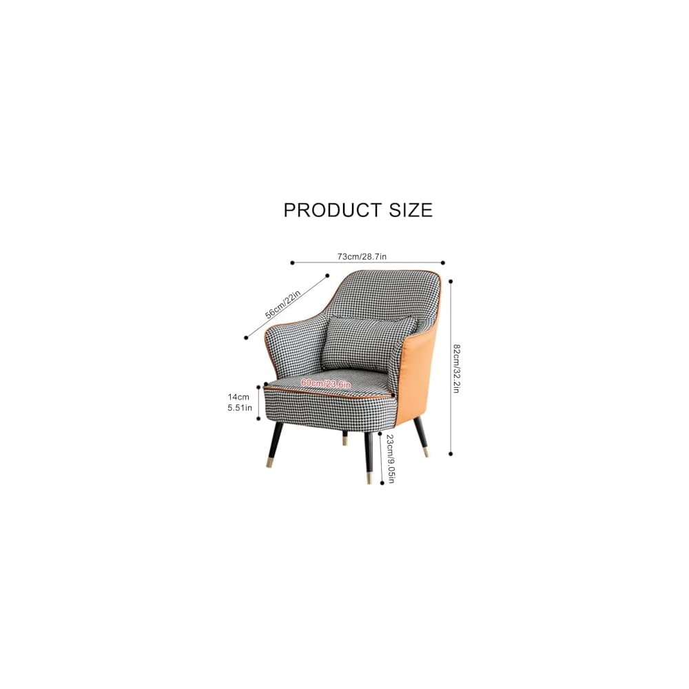 Modern Armchair with Waist Pillow,Adult Lazy Sofa Chair Ergonomic Backrest,Upholstered Leisure Chair for Living Room Office,Relax Side Chair Guest Chair (Color : Black 2, Size : Without)