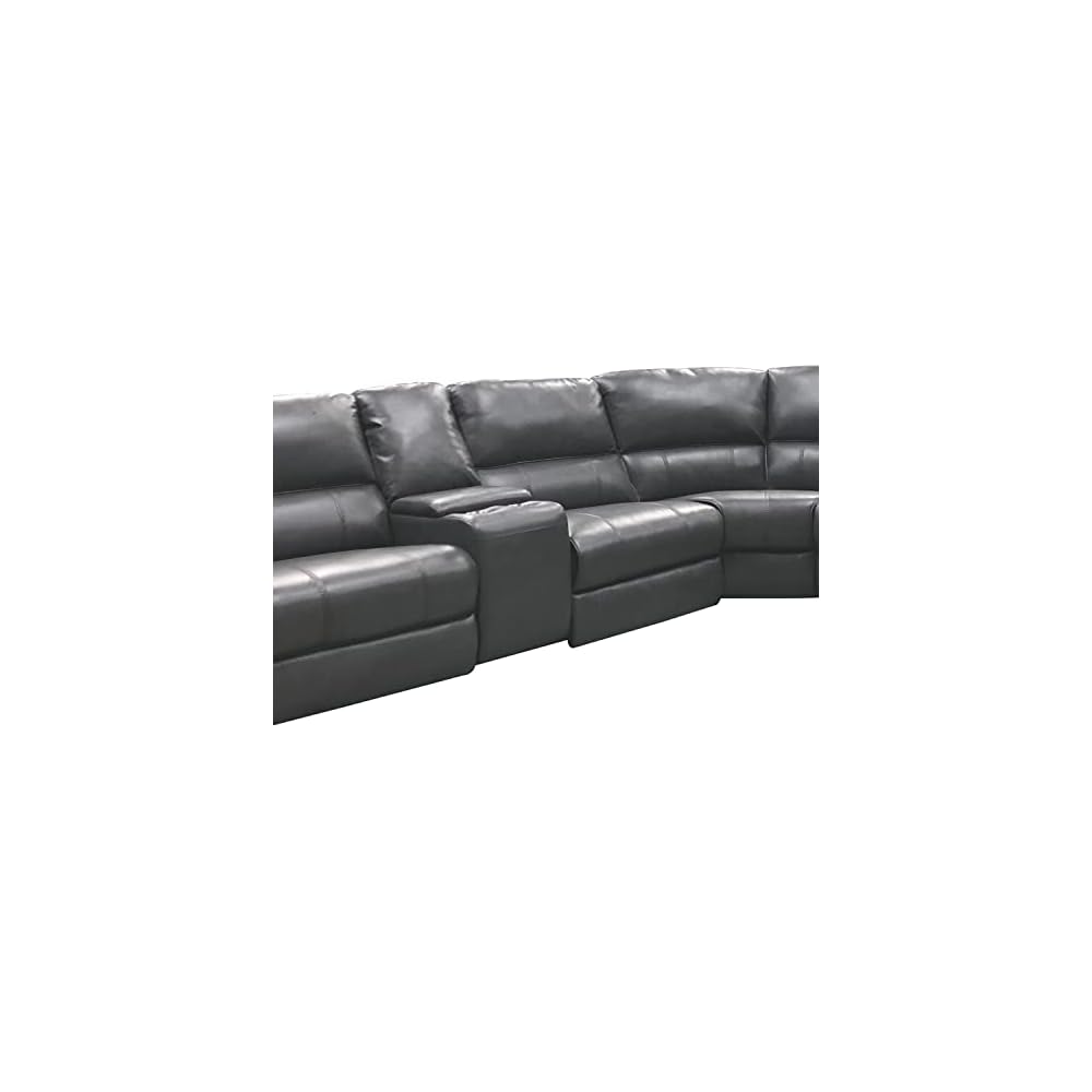 AC Pacific Brady 7 Piece Sectional Power Reclining Sofa | Faux Leather Couch with Storage Consoles, Cup Holders & USB Ports | Brown