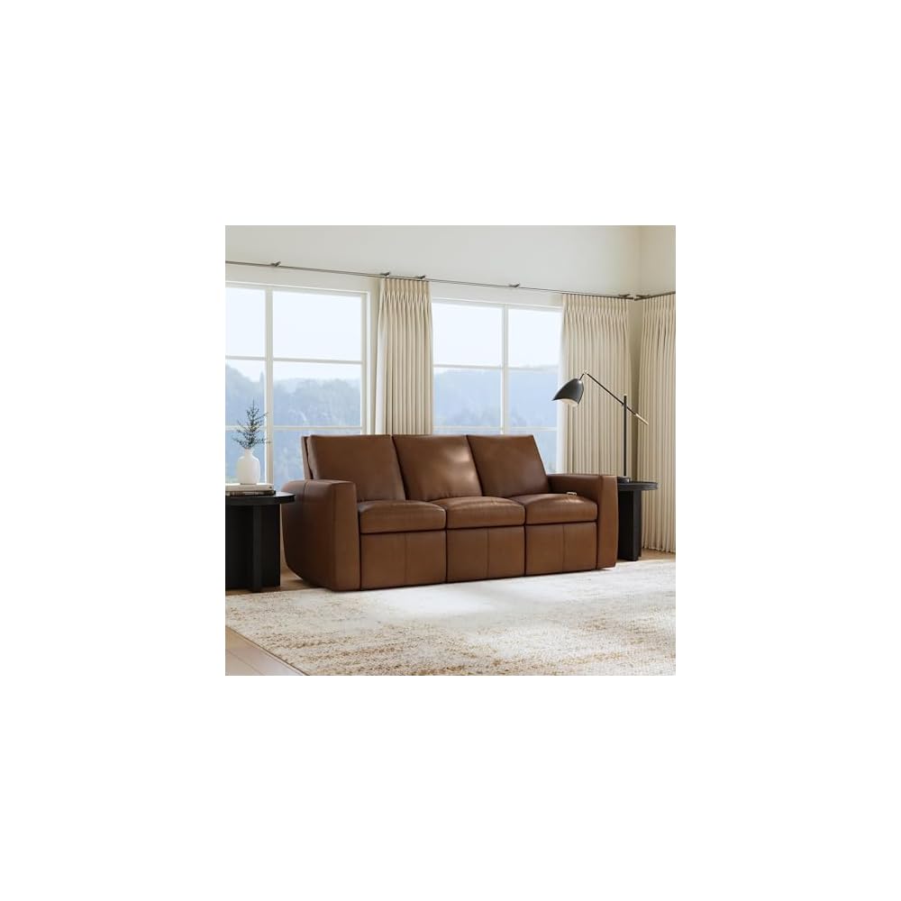 Flexsteel Ava Sedona Leather Power Reclining Sofa, 85" W x 39" D x 40" H, Wall Hugger Design, 21" Seat Height, 291 lb