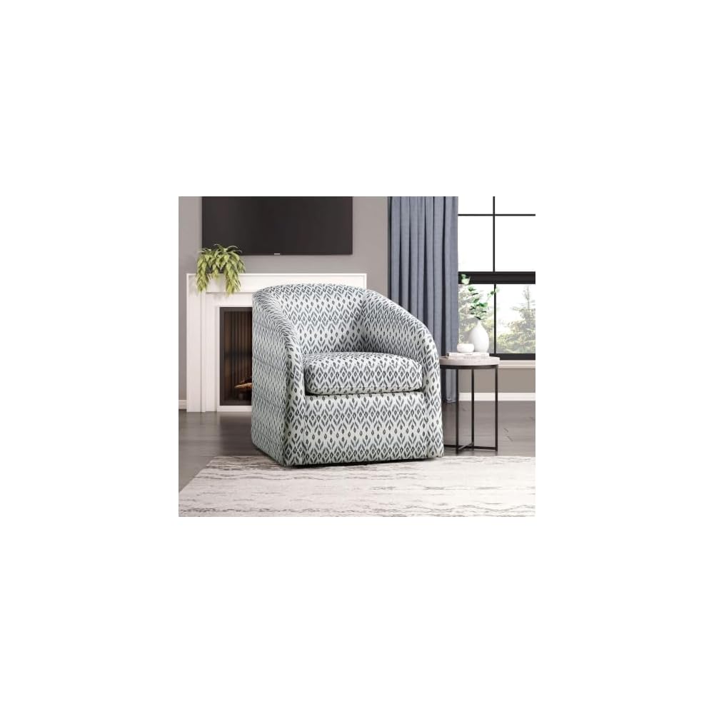 Modern Patterned Upholstered Swivel Accent Armchair