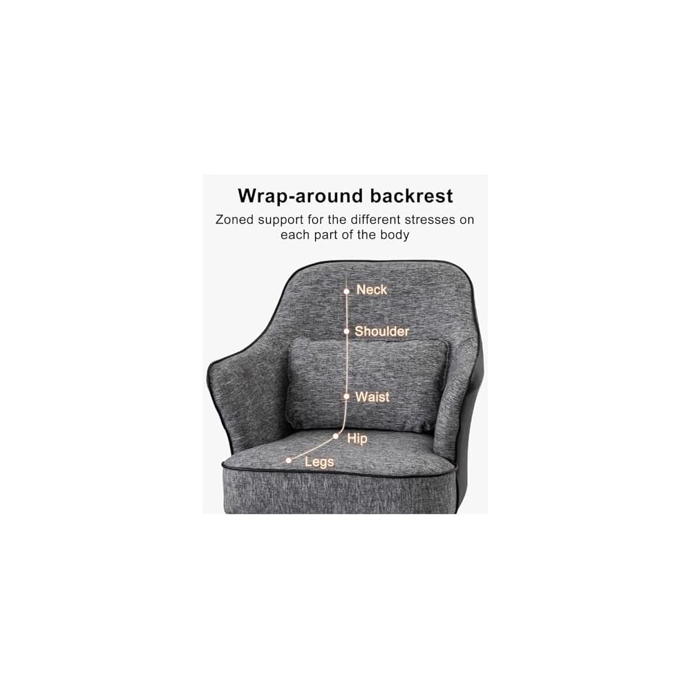Modern Armchair with Waist Pillow,Adult Lazy Sofa Chair Ergonomic Backrest,Upholstered Leisure Chair for Living Room Office,Relax Side Chair Guest Chair (Color : Black 2, Size : Without)
