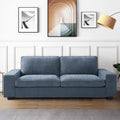 88.19" Chenille Square Arm Loveseat Sofa, 3 Seater Small Couch, Removable Sofa Cover, Easy to Install, Blue