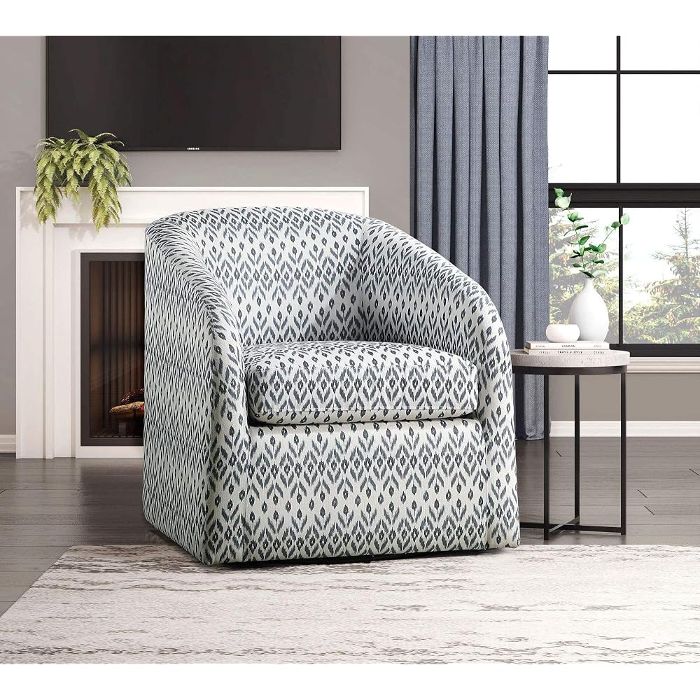 Modern Patterned Upholstered Swivel Accent Armchair